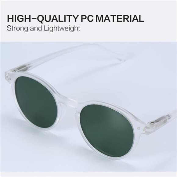 Polarized Round Sunglasses Matte Crystal/Green - Picture 5 of 6